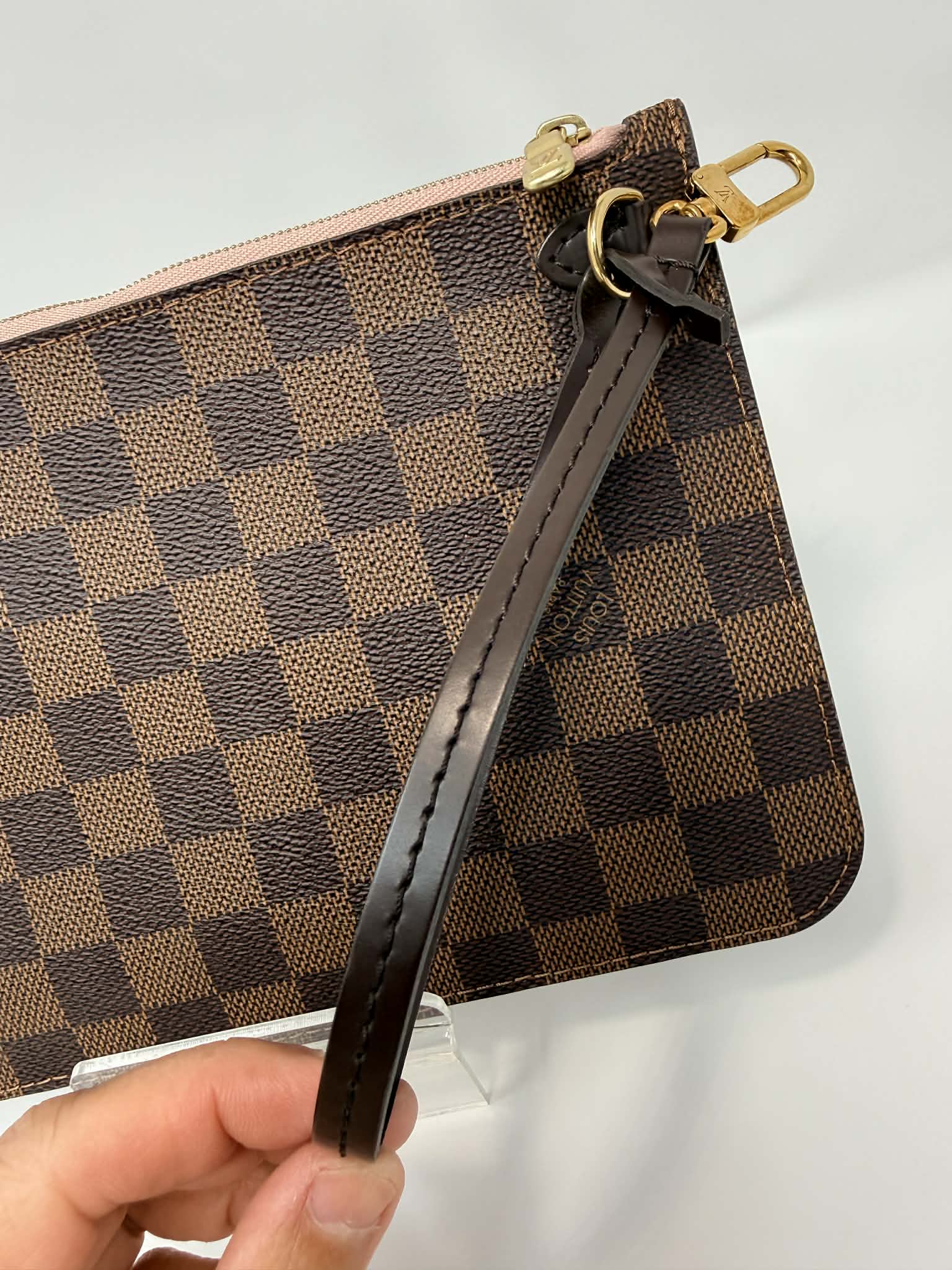 Louis Vuitton Damier Ebene Neverfull MM Ballerina Pink Interior