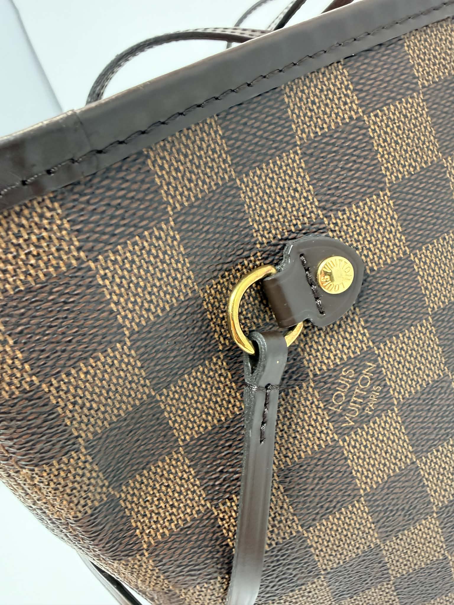 Louis Vuitton Damier Ebene Neverfull MM Ballerina Pink Interior