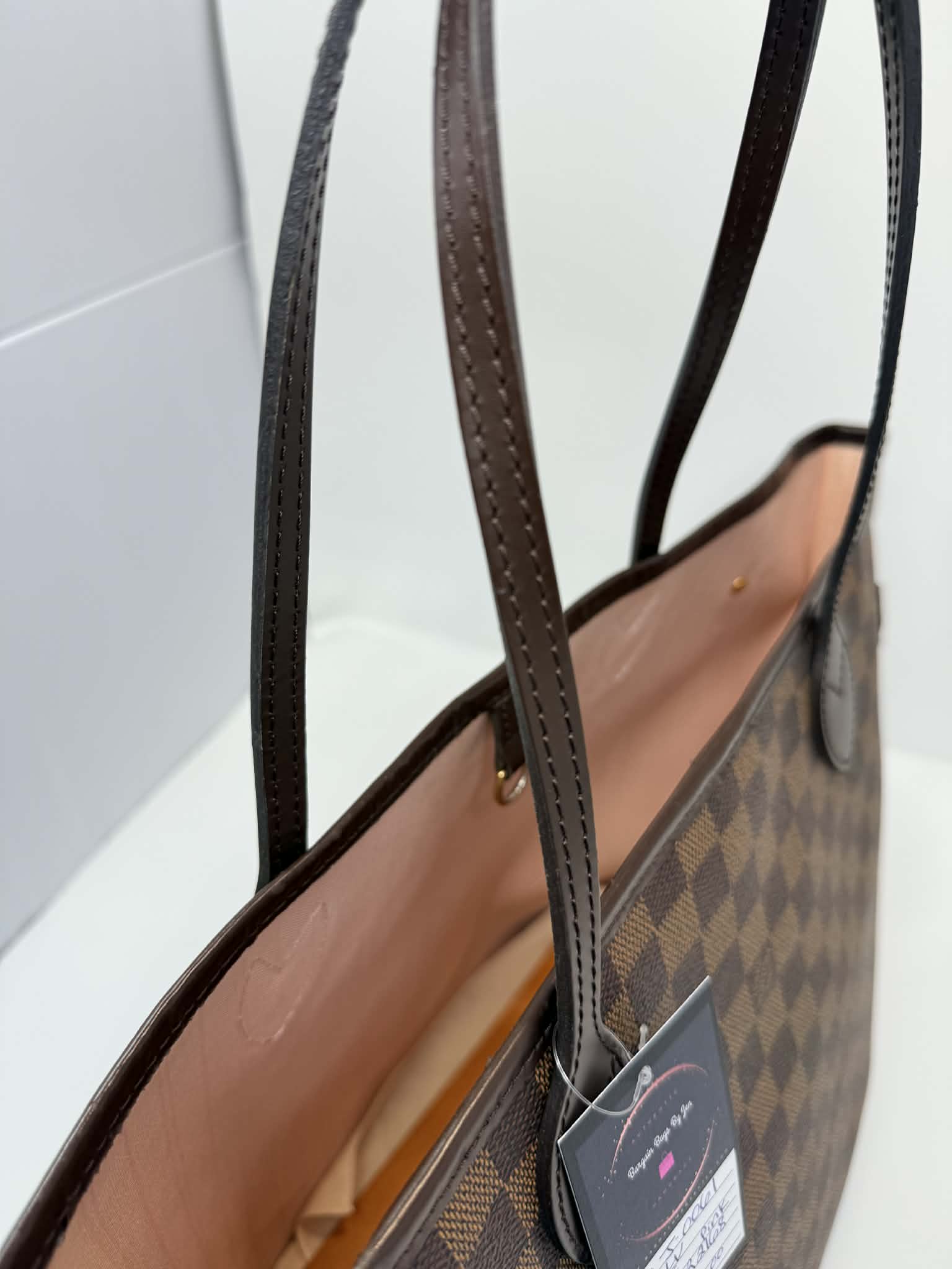Louis Vuitton Damier Ebene Neverfull MM Ballerina Pink Interior