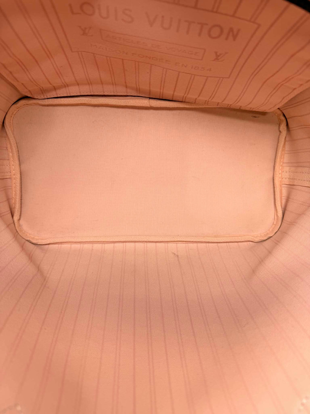 Louis Vuitton Damier Ebene Neverfull MM Ballerina Pink Interior