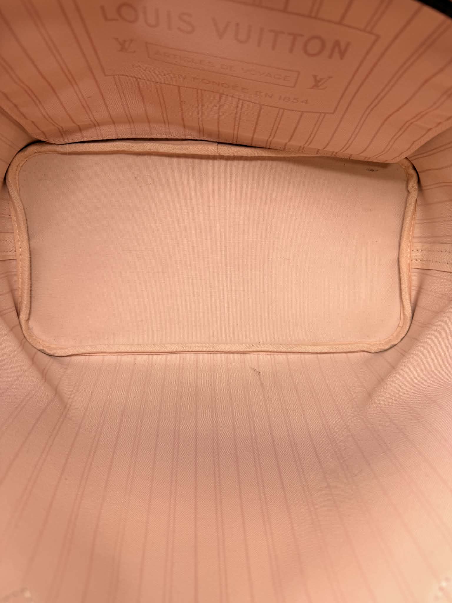 Louis Vuitton Damier Ebene Neverfull MM Ballerina Pink Interior