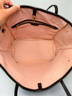 Louis Vuitton Damier Ebene Neverfull MM Ballerina Pink Interior