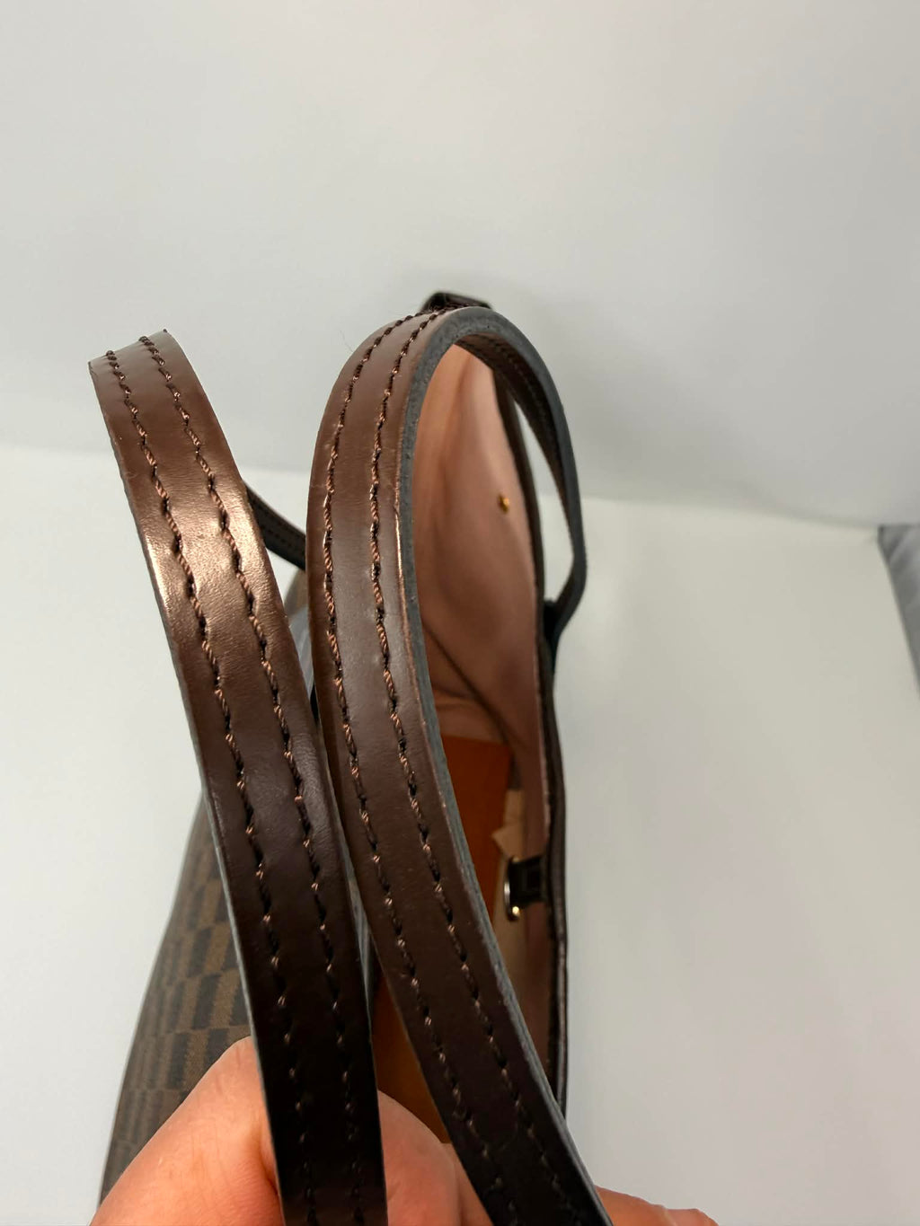 Louis Vuitton Damier Ebene Neverfull MM Ballerina Pink Interior