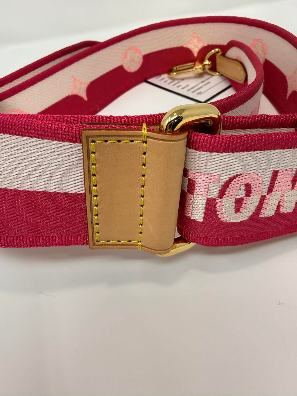 Louis Vuitton Pink and Cream Guitar Strap Adjustable