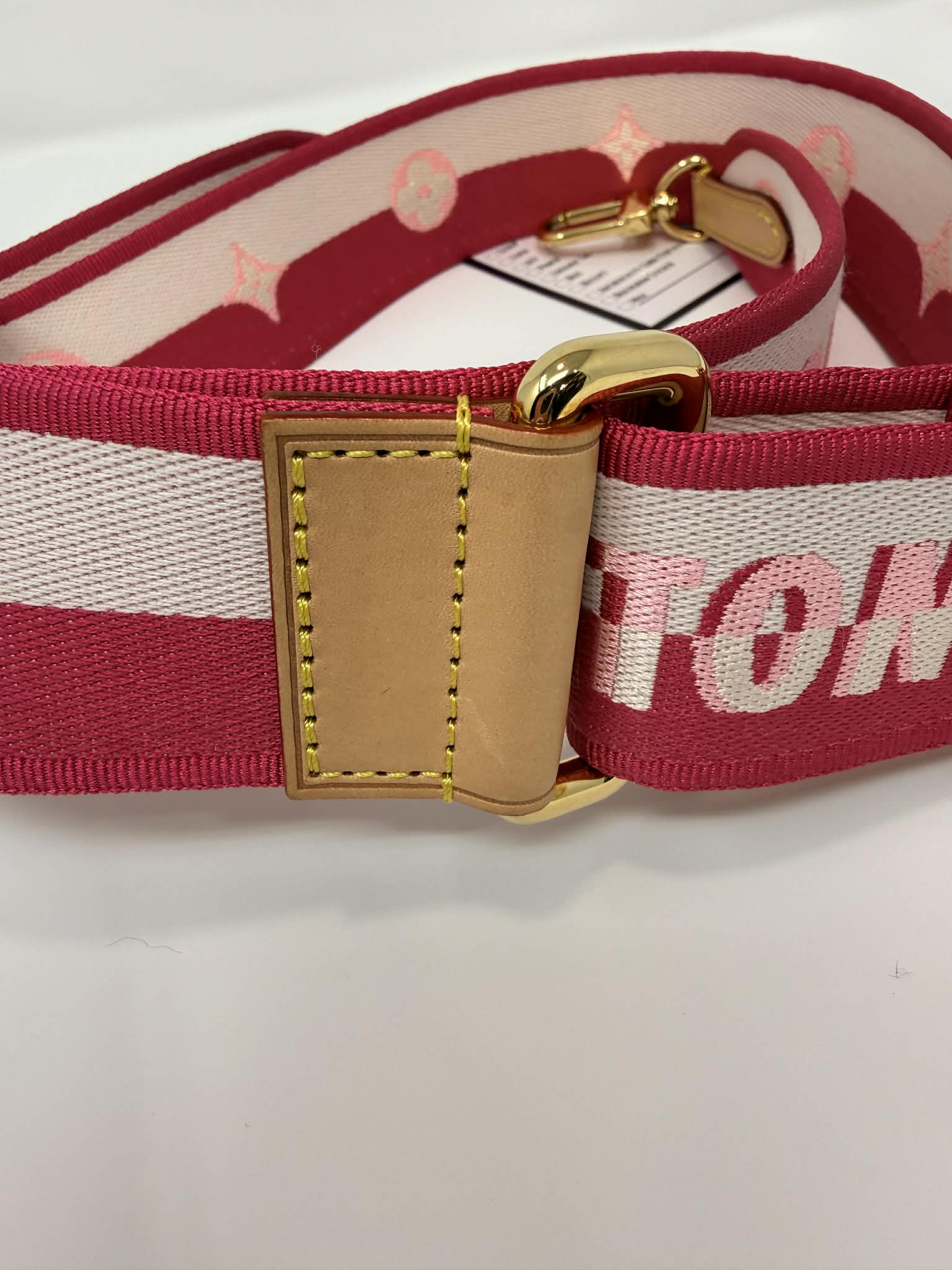 Louis Vuitton Pink and Cream Guitar Strap Adjustable