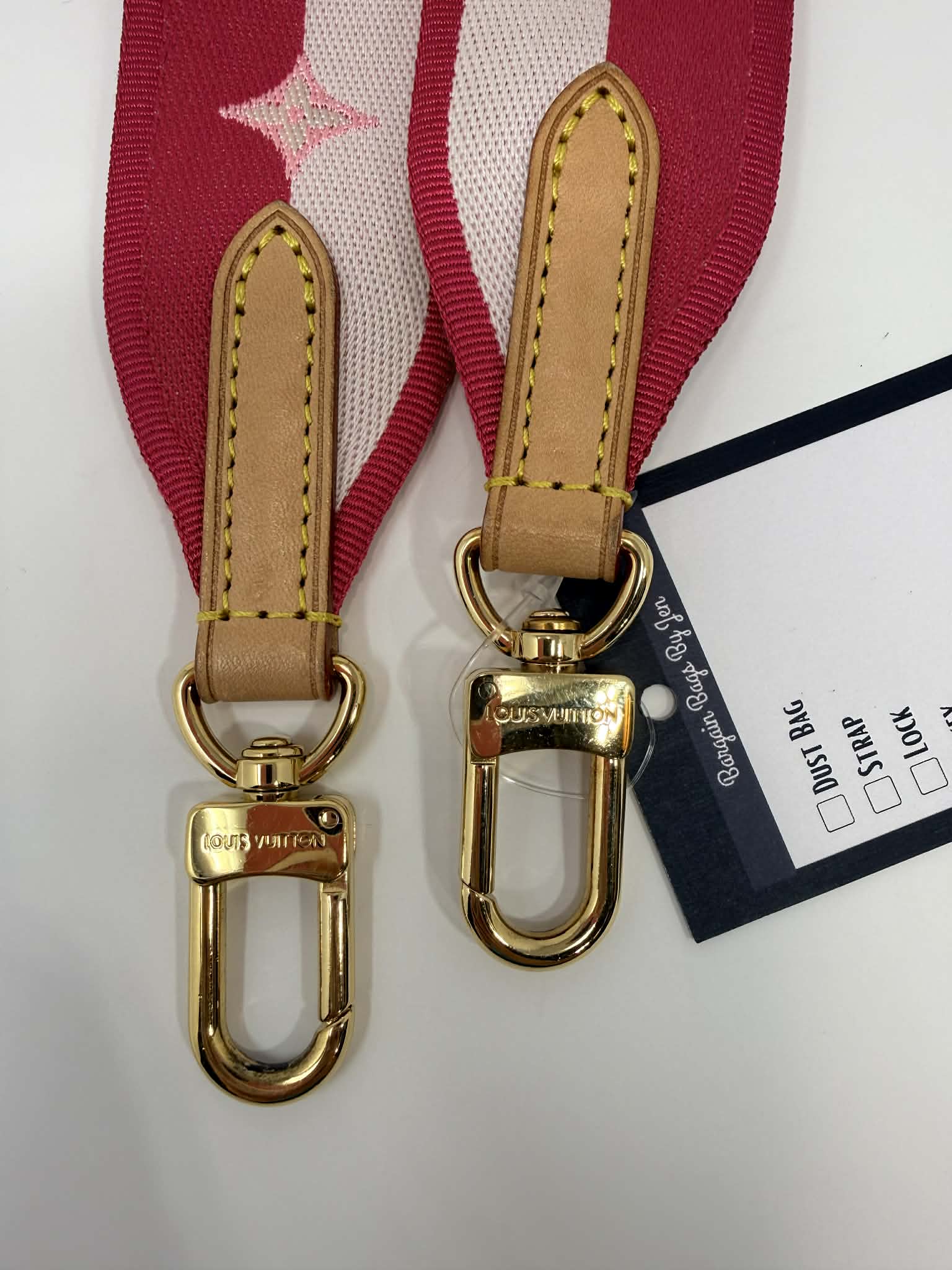 Louis Vuitton Pink and Cream Guitar Strap Adjustable