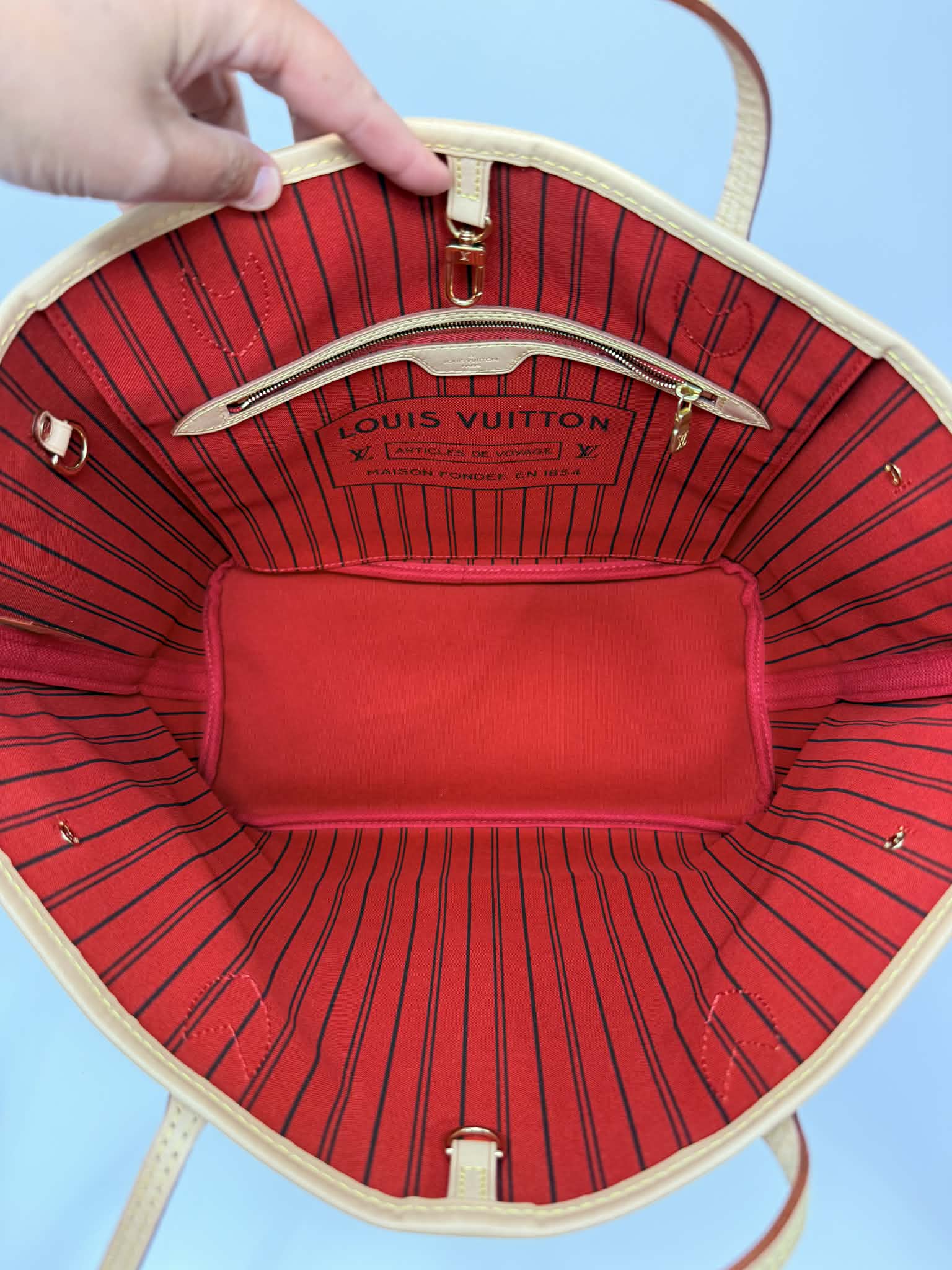 Louis Vuitton Monogram Neverfull MM Red Interior