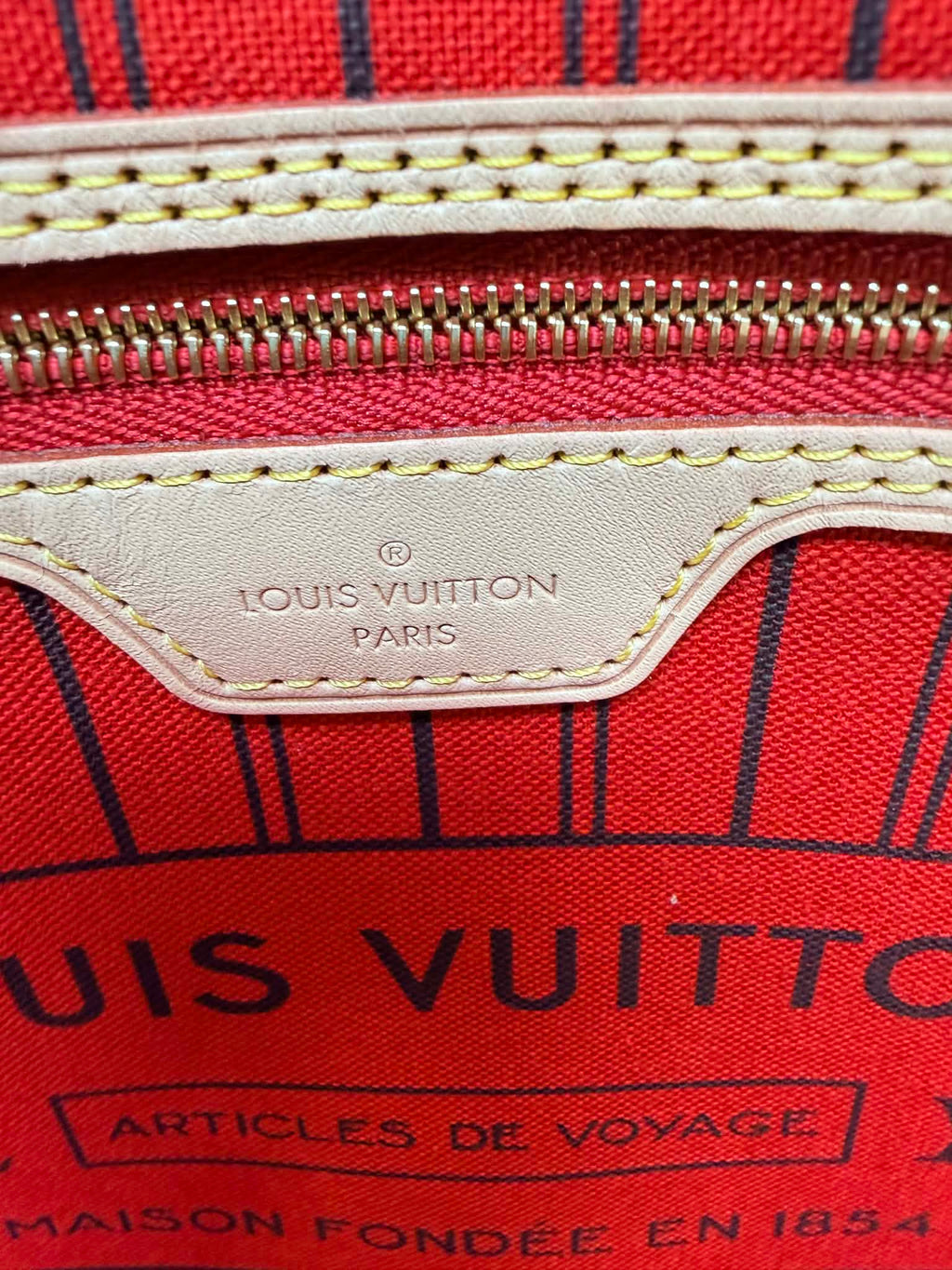 Louis Vuitton Monogram Neverfull MM Red Interior