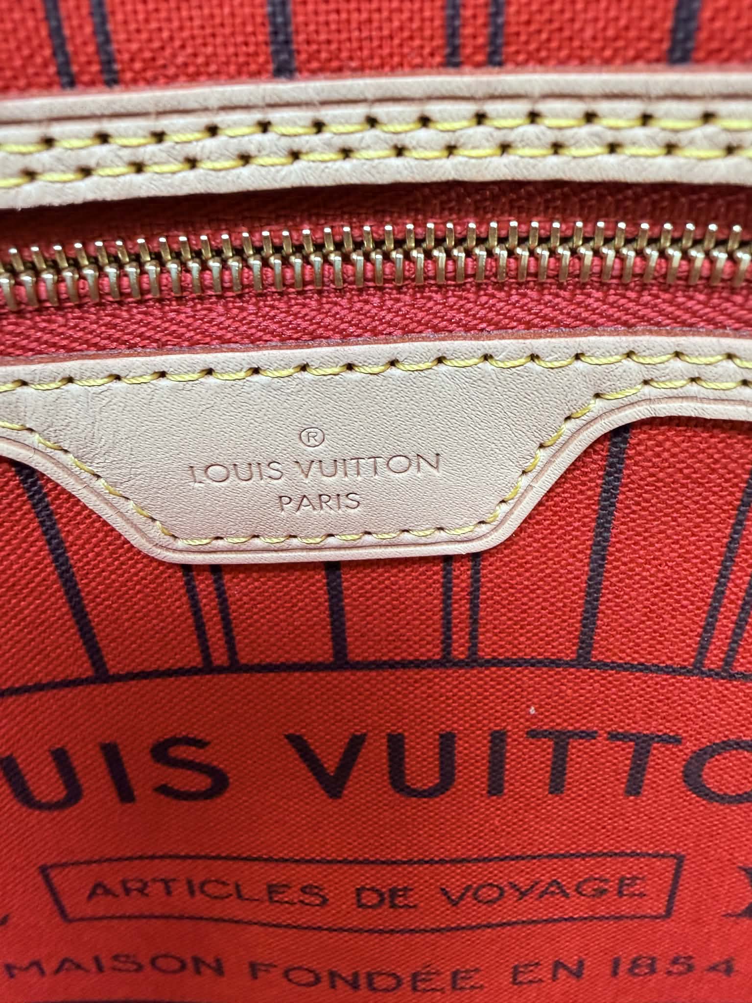 Louis Vuitton Monogram Neverfull MM Red Interior