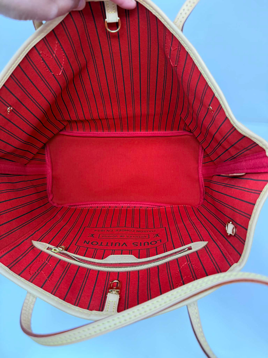 Louis Vuitton Monogram Neverfull MM Red Interior