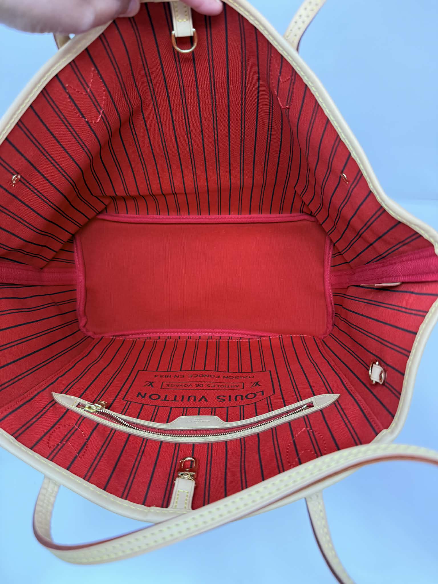 Louis Vuitton Monogram Neverfull MM Red Interior