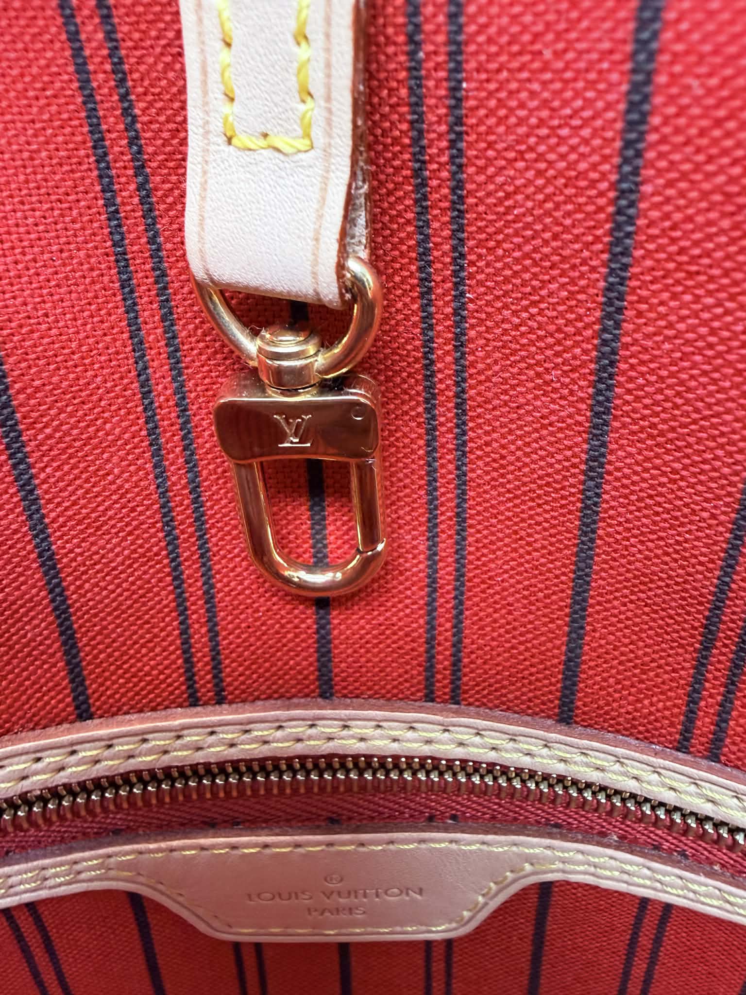 Louis Vuitton Monogram Neverfull MM Red Interior
