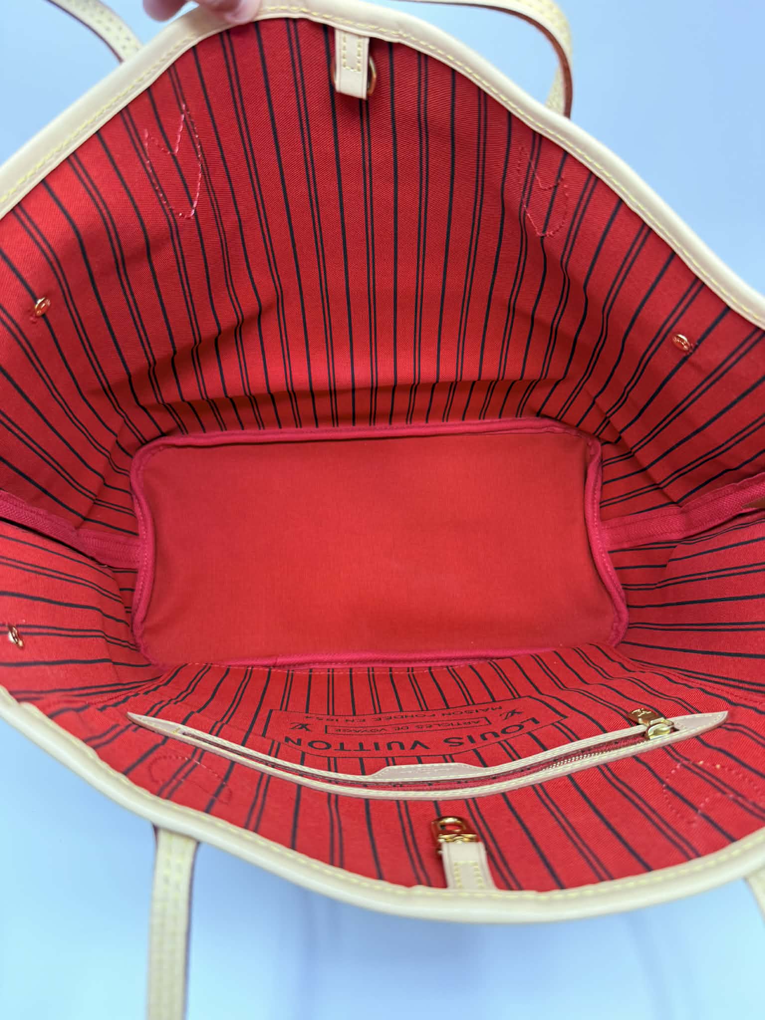 Louis Vuitton Monogram Neverfull MM Red Interior