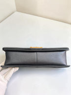 Chanel Leboy Metallic Navy Blue Quilted Leather Size 28