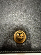 Chanel Leboy Metallic Navy Blue Quilted Leather Size 28