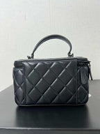 Chanel Lambskin Quilted Small Top Handle Vanity Case With Chain Black