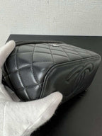 Chanel Lambskin Quilted Small Top Handle Vanity Case With Chain Black