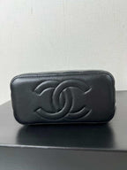 Chanel Lambskin Quilted Small Top Handle Vanity Case With Chain Black