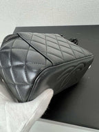 Chanel Lambskin Quilted Small Top Handle Vanity Case With Chain Black