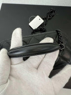 Chanel Lambskin Quilted Small Top Handle Vanity Case With Chain Black
