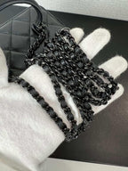 Chanel Lambskin Quilted Small Top Handle Vanity Case With Chain Black