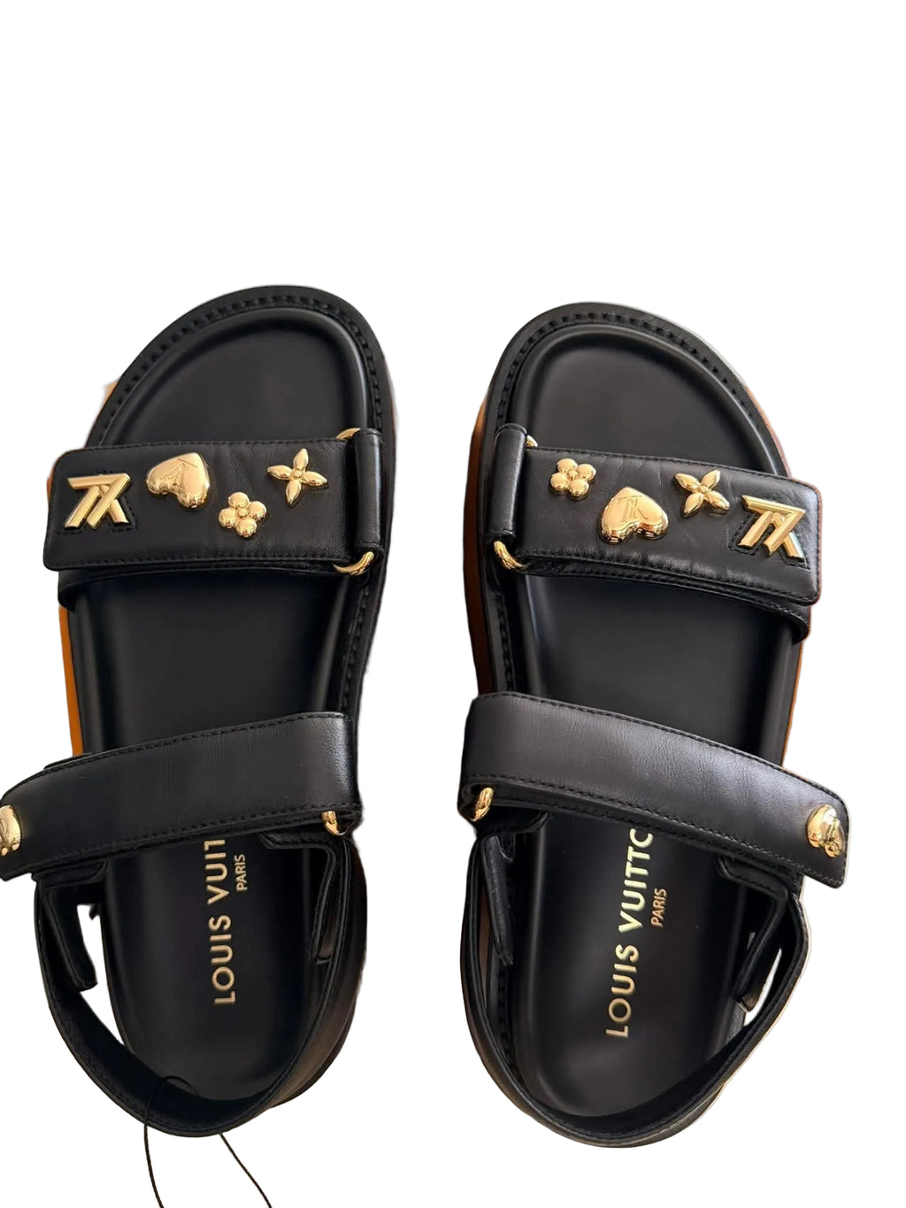 Louis Vuitton	Sunset Platform Comfort Sandal platform Black with Gold Charms