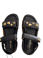 Louis Vuitton	Sunset Platform Comfort Sandal platform Black with Gold Charms