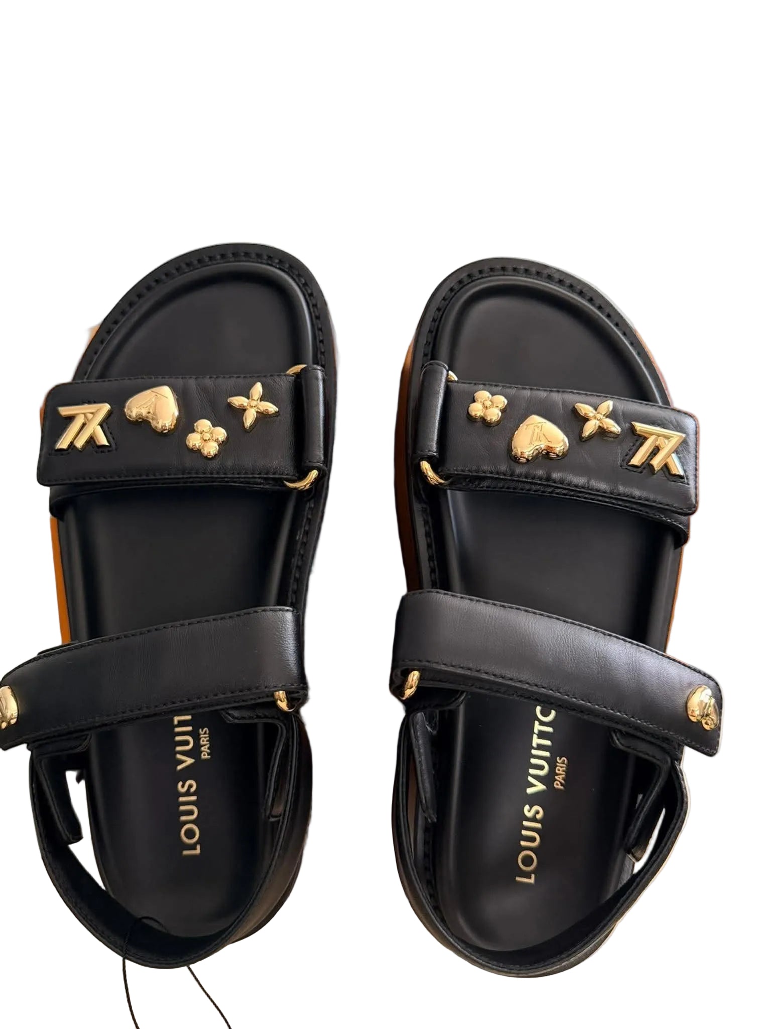 Louis Vuitton	Sunset Platform Comfort Sandal platform Black with Gold Charms