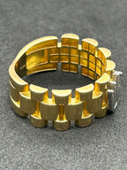 Bold Crown Ring- Two Tone 18k Yellow Gold Size 8