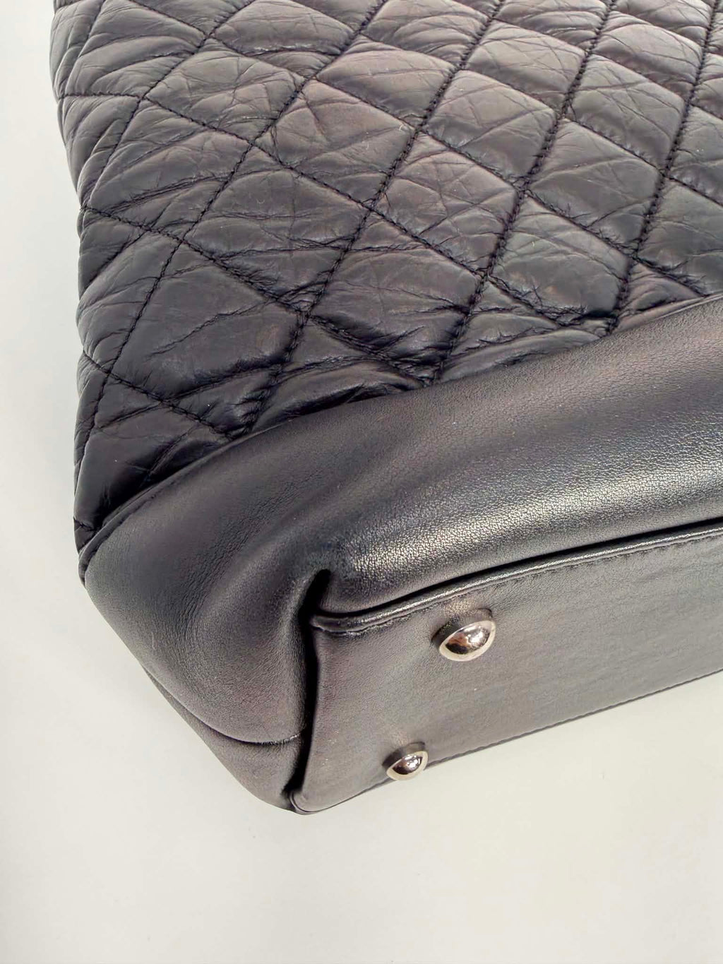 Chanel Aged Calfskin Quilted Be CC Tote Black