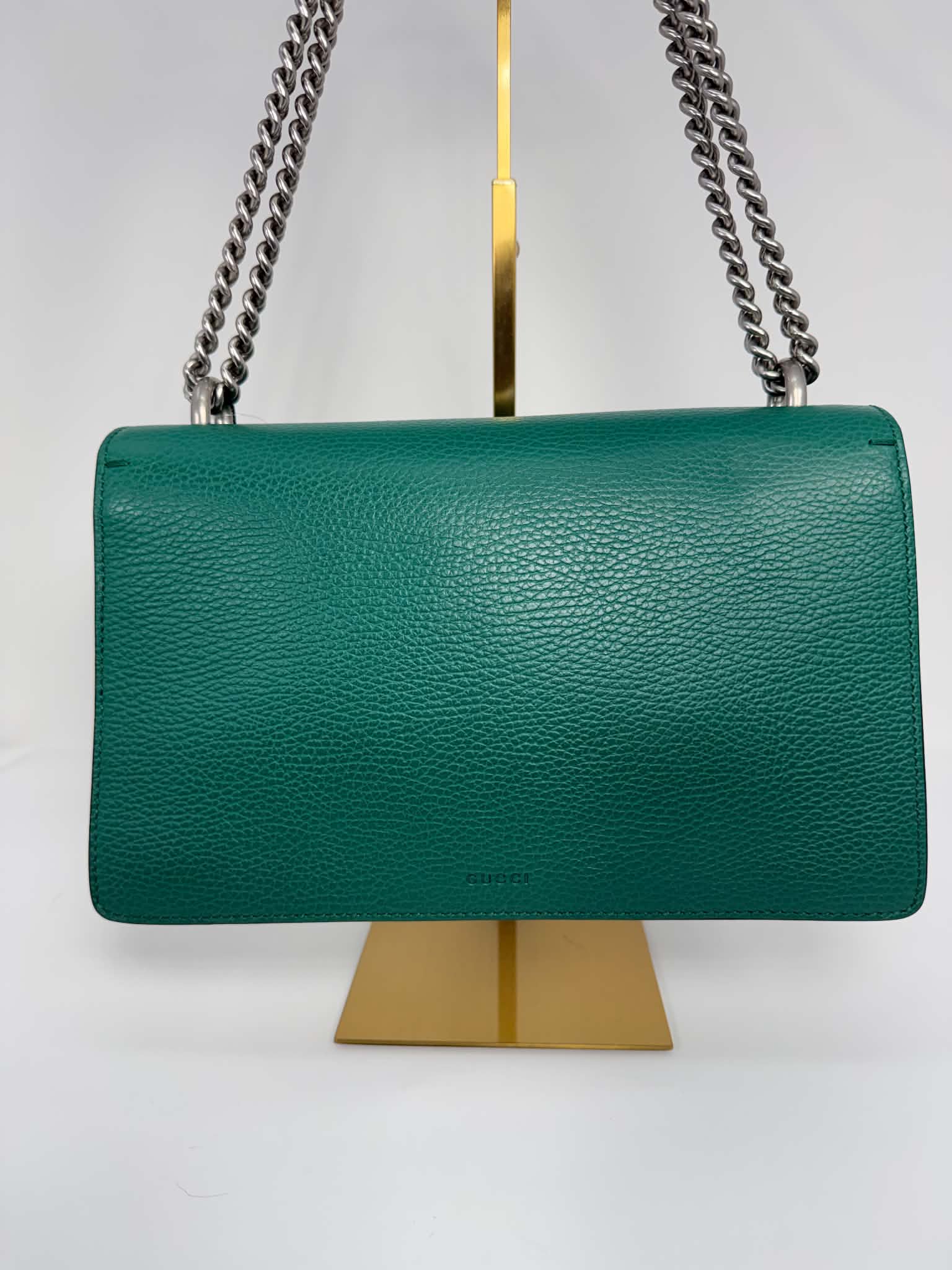 Gucci Dollar Calfskin Crystal Small Dionysus Shoulder Bag Emerald