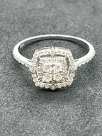 Square Cluster Diamond and 18K White Gold