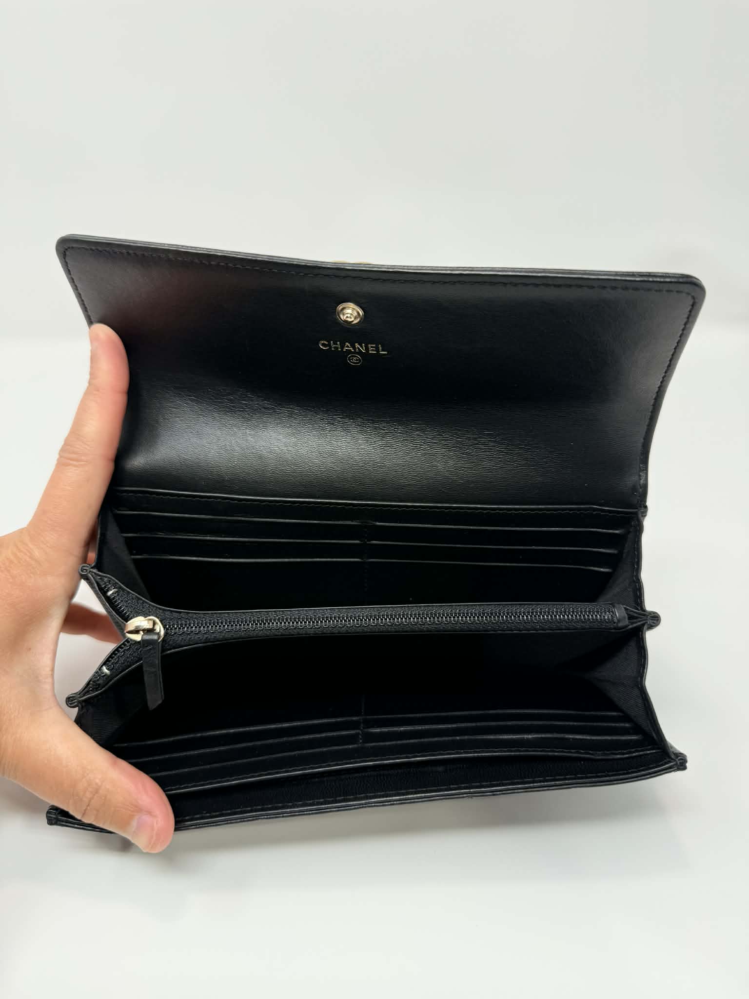 Chanel Boy Flap Long Wallet in Smooth Lambskin