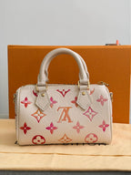 Louis Vuitton Nano Speedy Sunrise Aquarelle Limited Edition Ivory w/pink logo