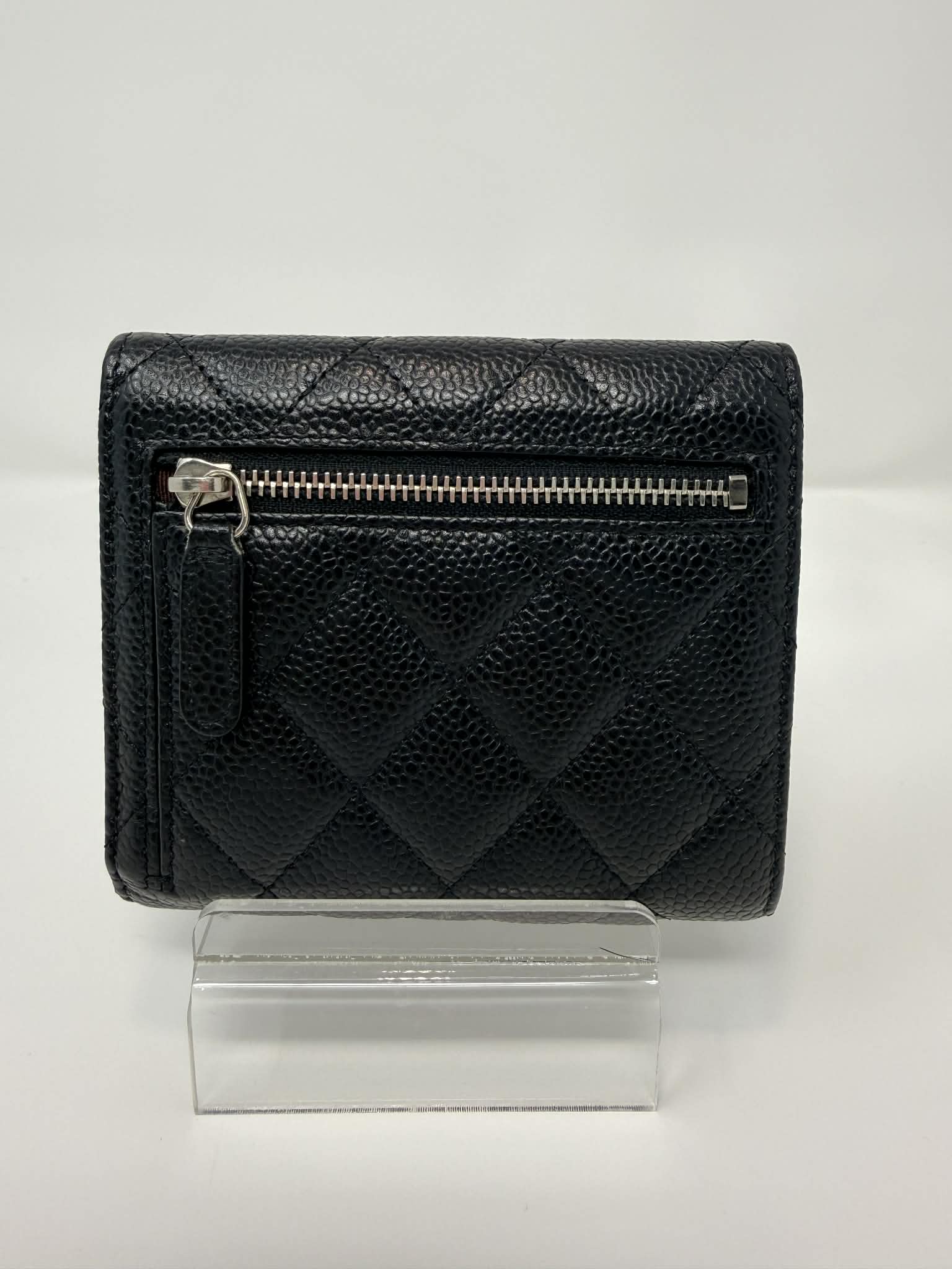 Chanel Caviar Quilted Compact Flap Wallet Black