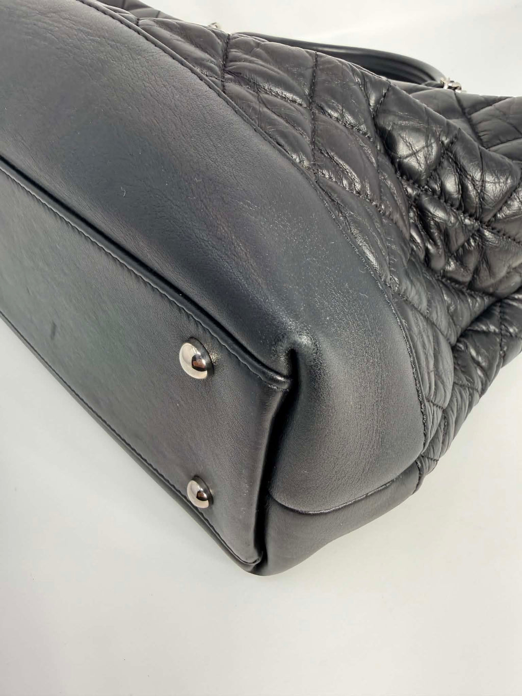 Chanel Aged Calfskin Quilted Be CC Tote Black
