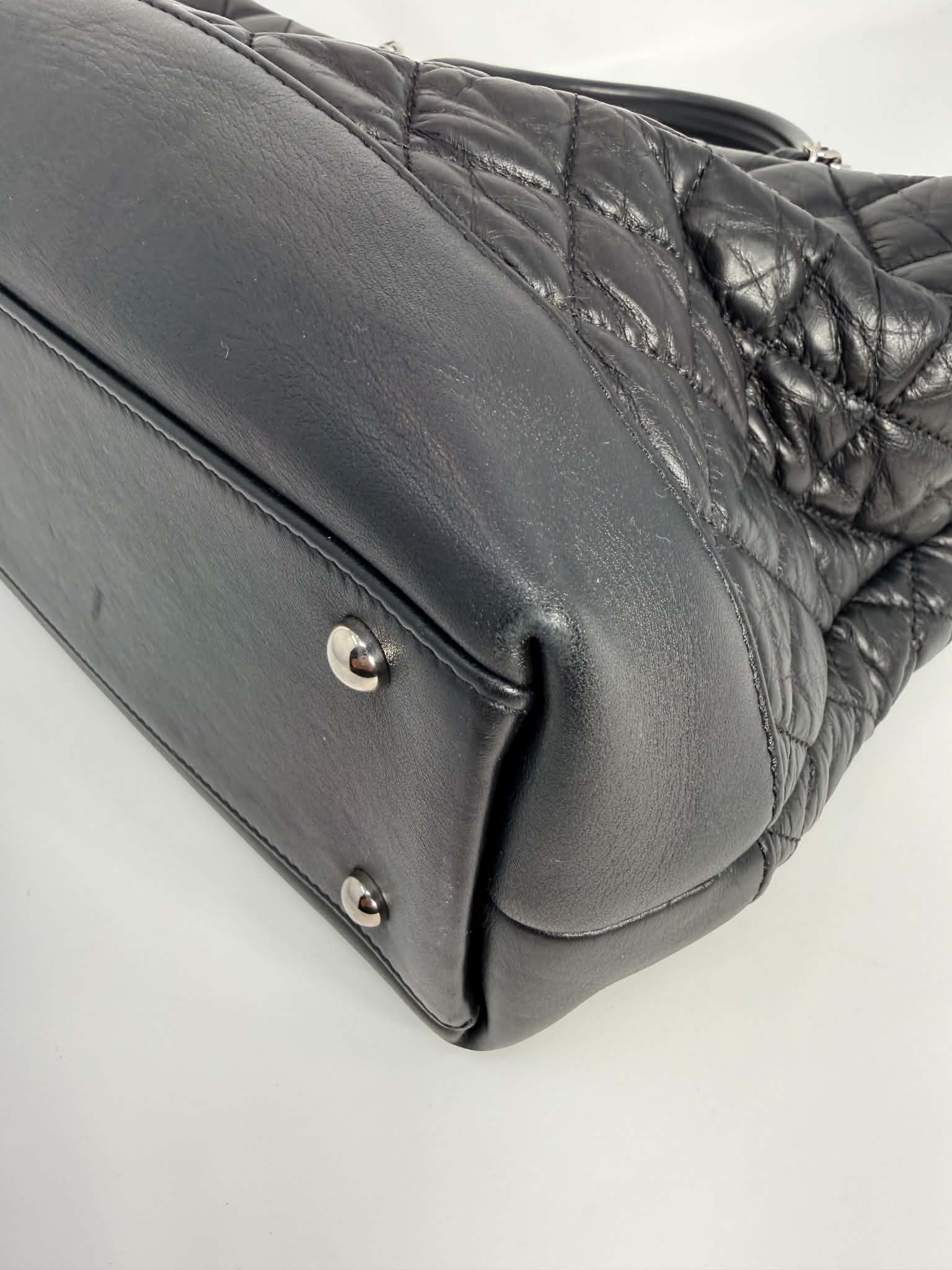 Chanel Aged Calfskin Quilted Be CC Tote Black
