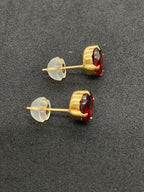 Red Garnet 18K Yellow Gold Earrings