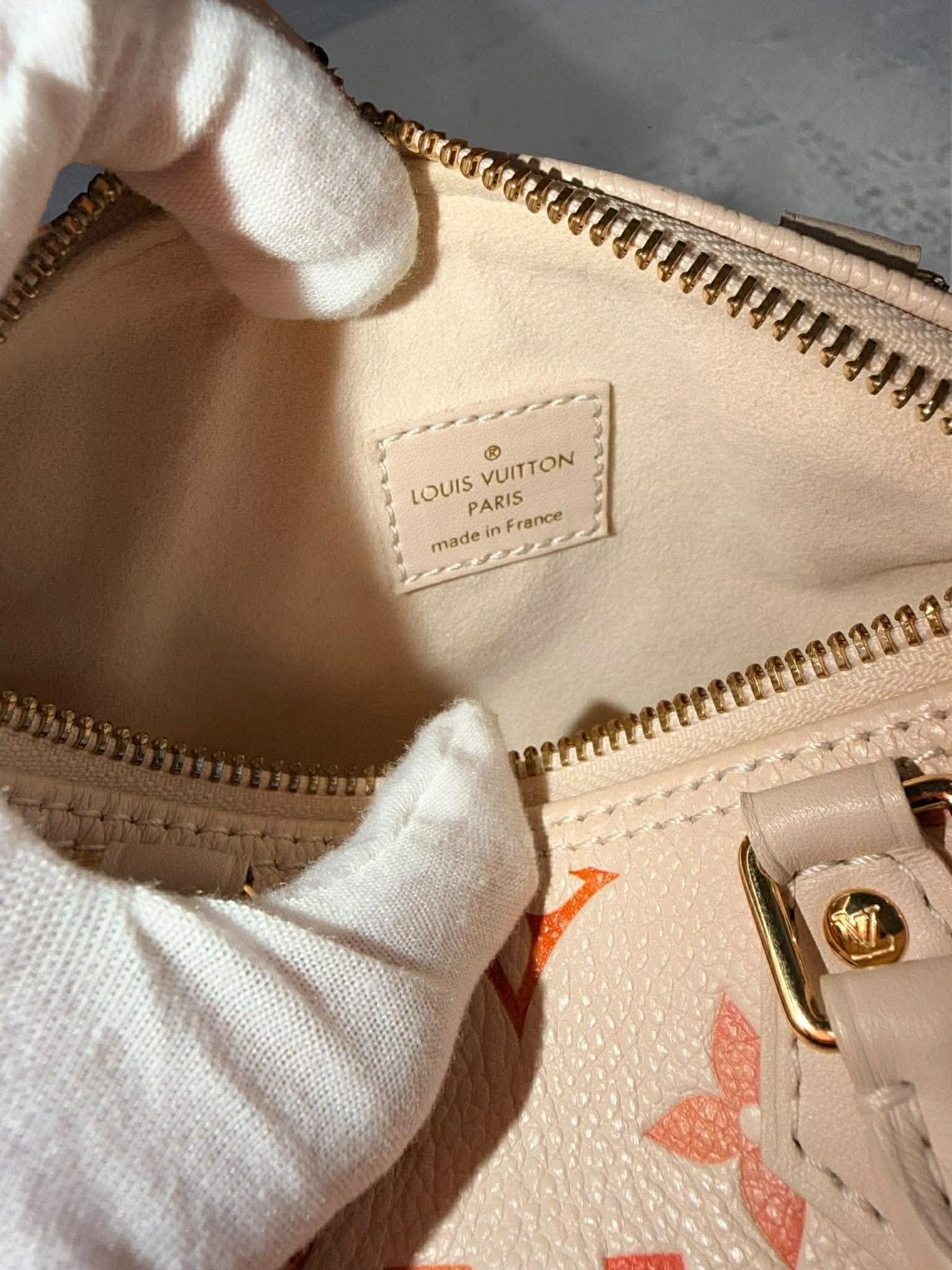 Louis Vuitton Nano Speedy Sunrise Aquarelle Limited Edition Ivory w/pink logo