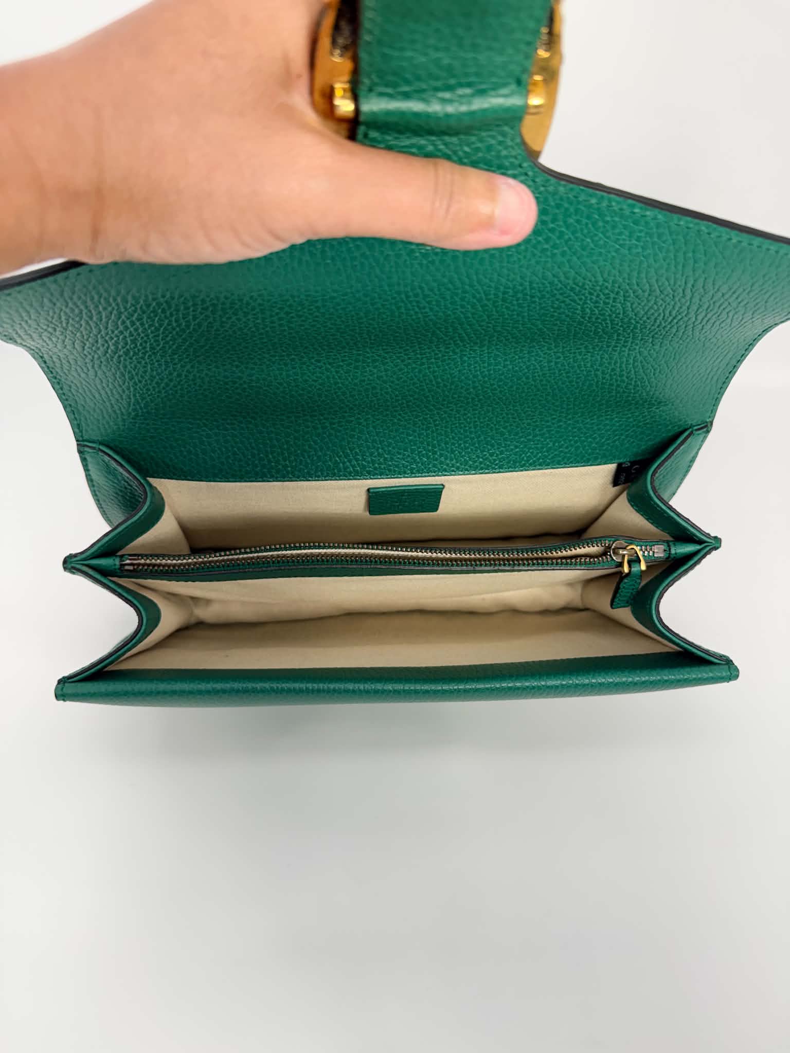Gucci Dollar Calfskin Crystal Small Dionysus Shoulder Bag Emerald