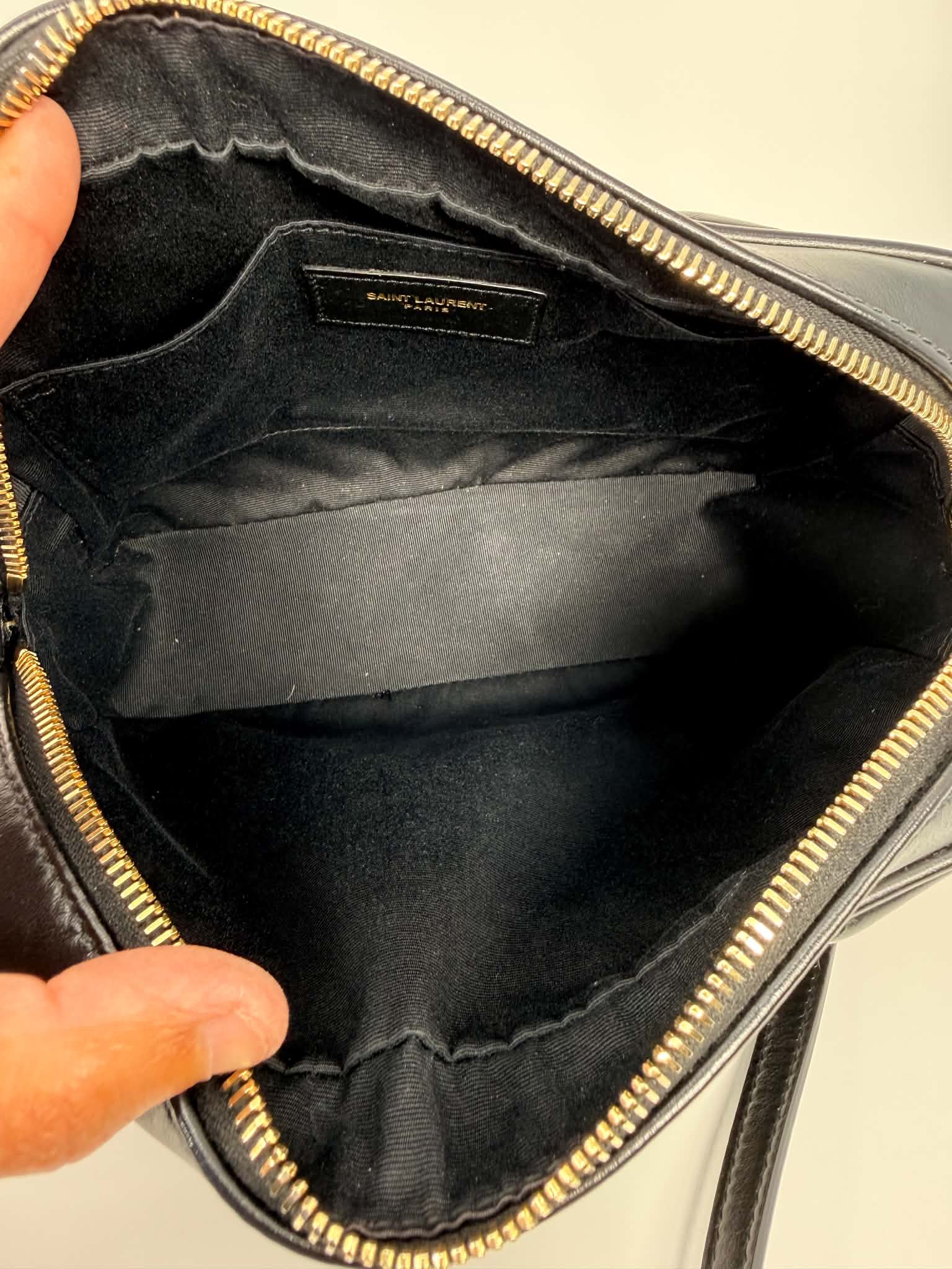Saint Laurent Calfskin Matelasse Monogram Lou Camera Bag Black