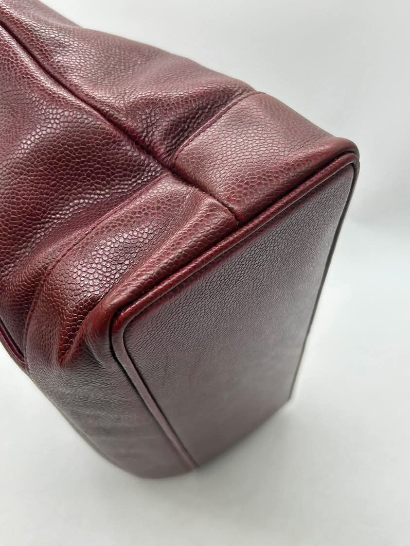 Chanel Vintage CC Pocket Tote Caviar Bordeaux