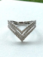 Triple V Diamond and 18K White Gold Ring