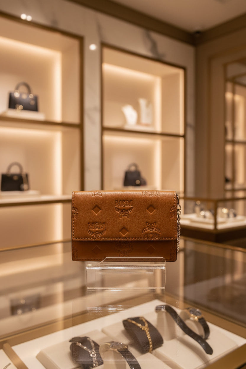 MCM Klara trifold Mini Monogram Charm Wallet