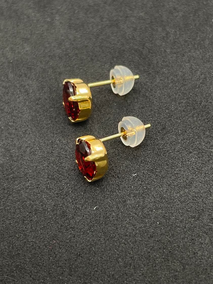 Red Garnet 18K Yellow Gold Earrings
