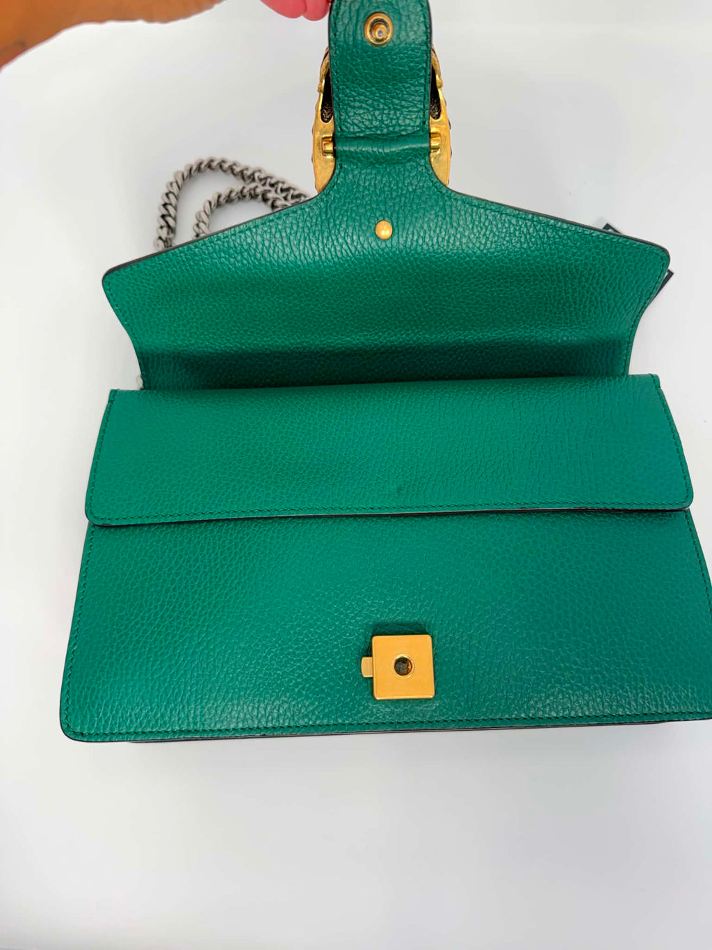 Gucci Dollar Calfskin Crystal Small Dionysus Shoulder Bag Emerald