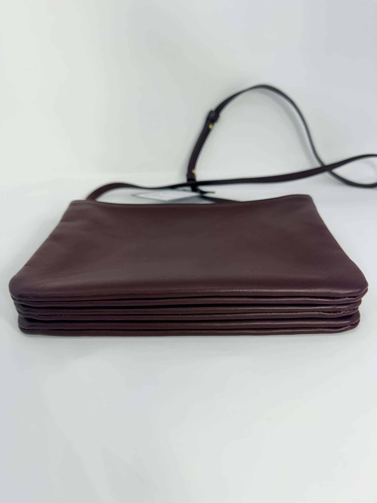 Celine Lambskin Small Trio Crossbody Bag Burgundy