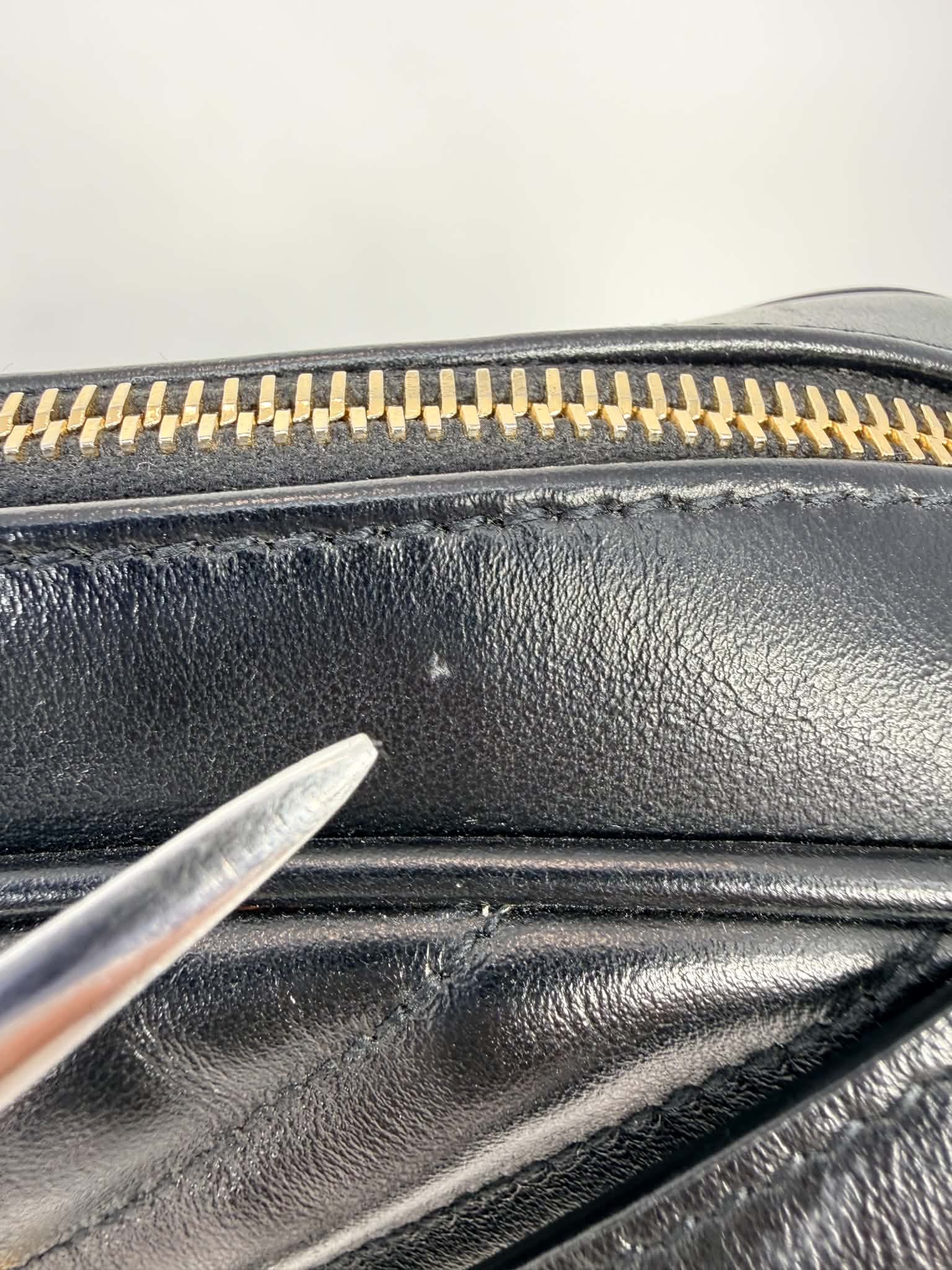 Saint Laurent Calfskin Matelasse Monogram Lou Camera Bag Black