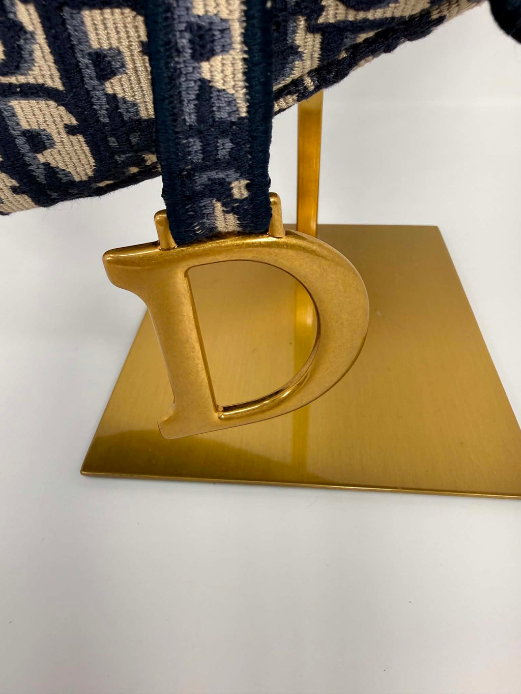 Christian Dior Oblique Embroidered Saddle Bag Navy