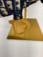 Christian Dior Oblique Embroidered Saddle Bag Navy